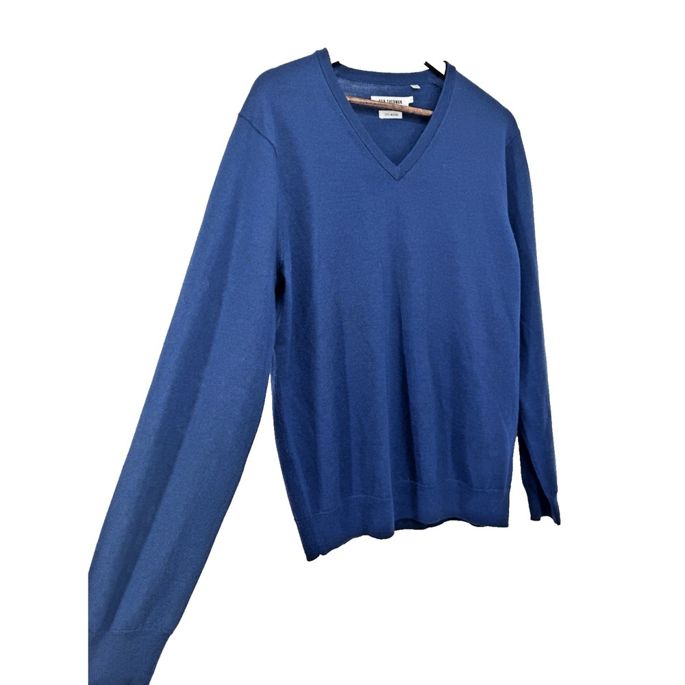 Ben Sherman Men's L 100% Merino Wool Sweater Blue Lightweight Pullover Preppy